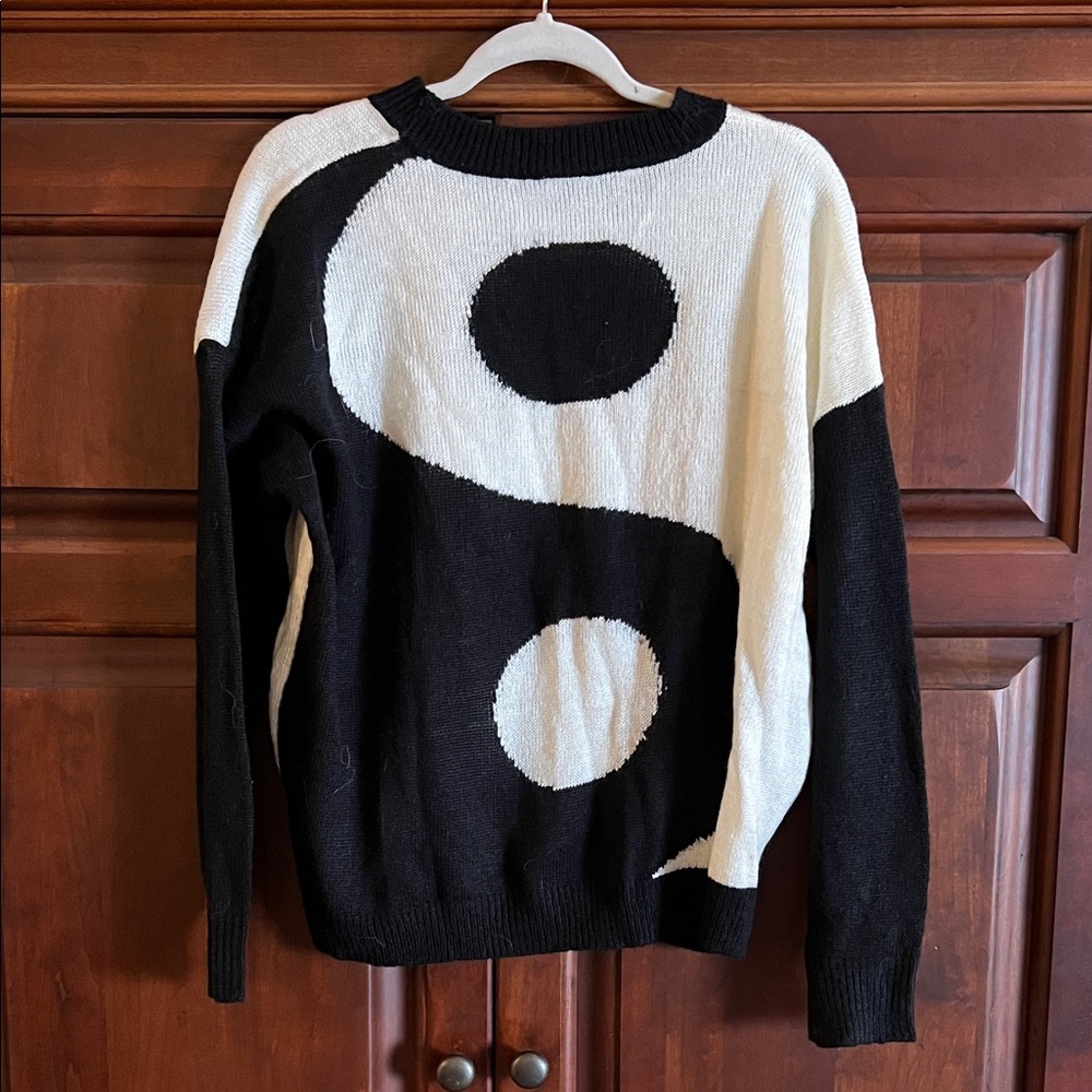 Kittenish Black and White Yin Yang Sweater